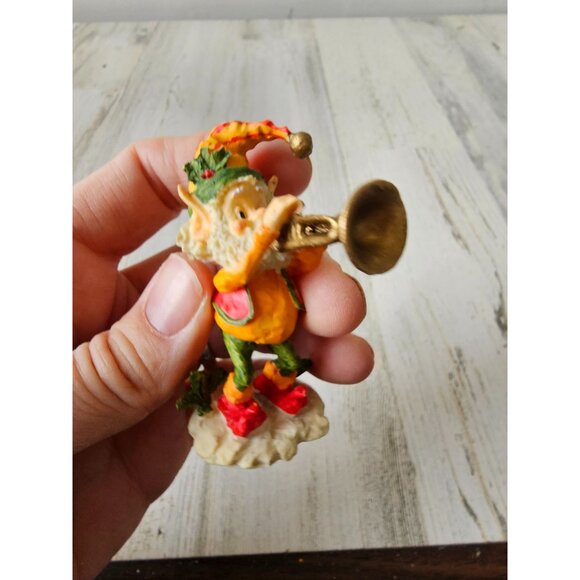 Enesco snapper trumpet elf North Pole village vintage figurine 1989 Xmas decor - Picture 7 of 9